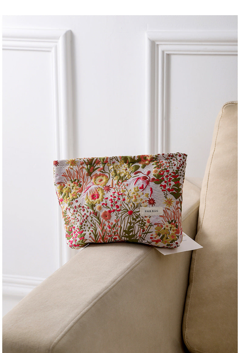 Embroidery Hand-held Portable Canvas Storage Skin Handbags