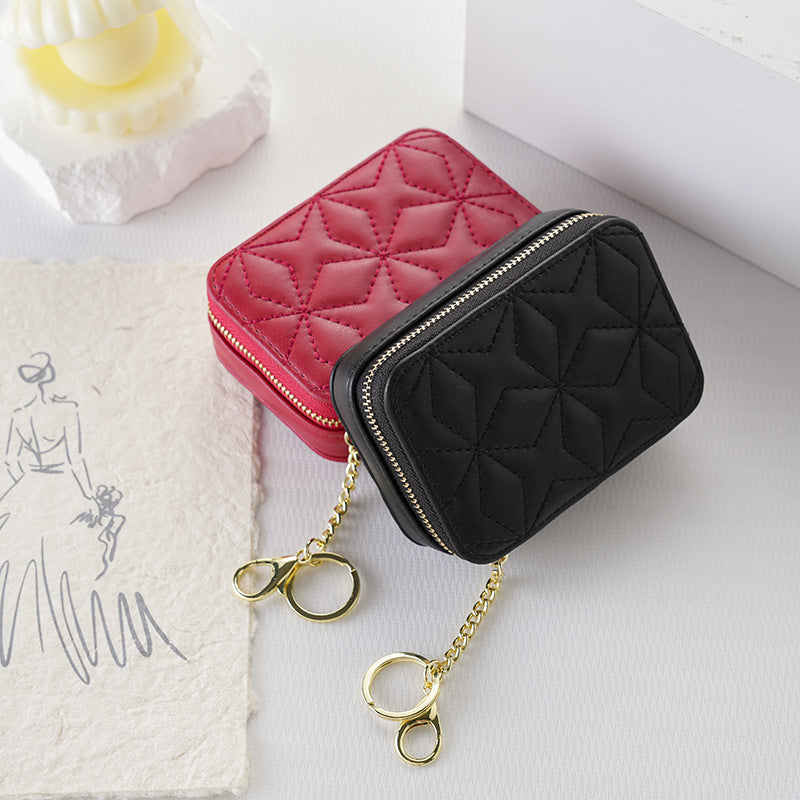 Women's Compact Simple Solid Color With Mirror Makeup Bag