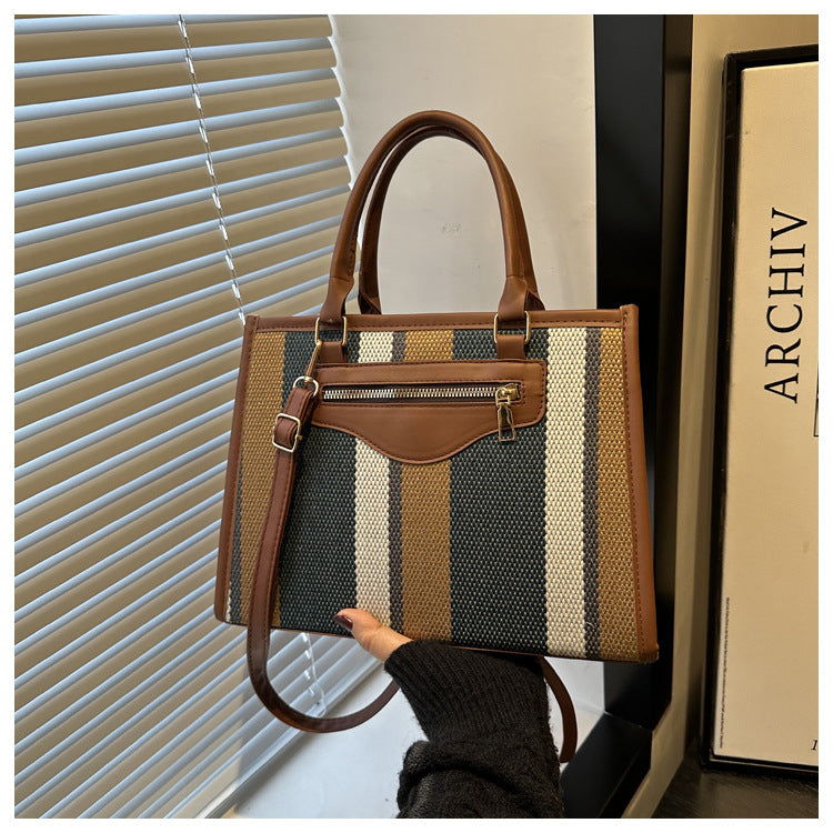 Trendy Contrast Color Large Capacity Female One Commuter Bags