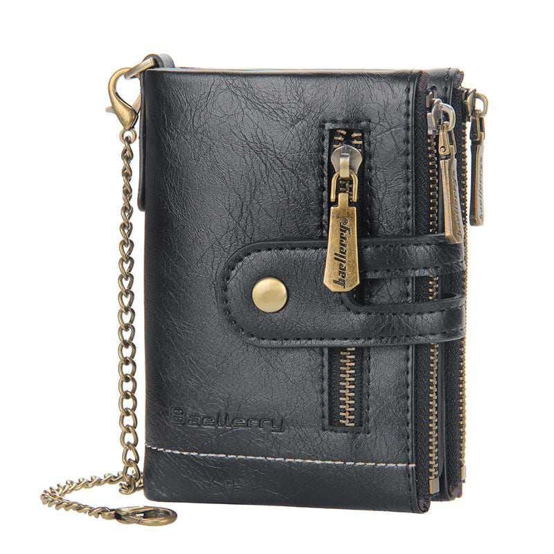 Men's Short High-grade Business Double Zipper Man's Men's Wallet