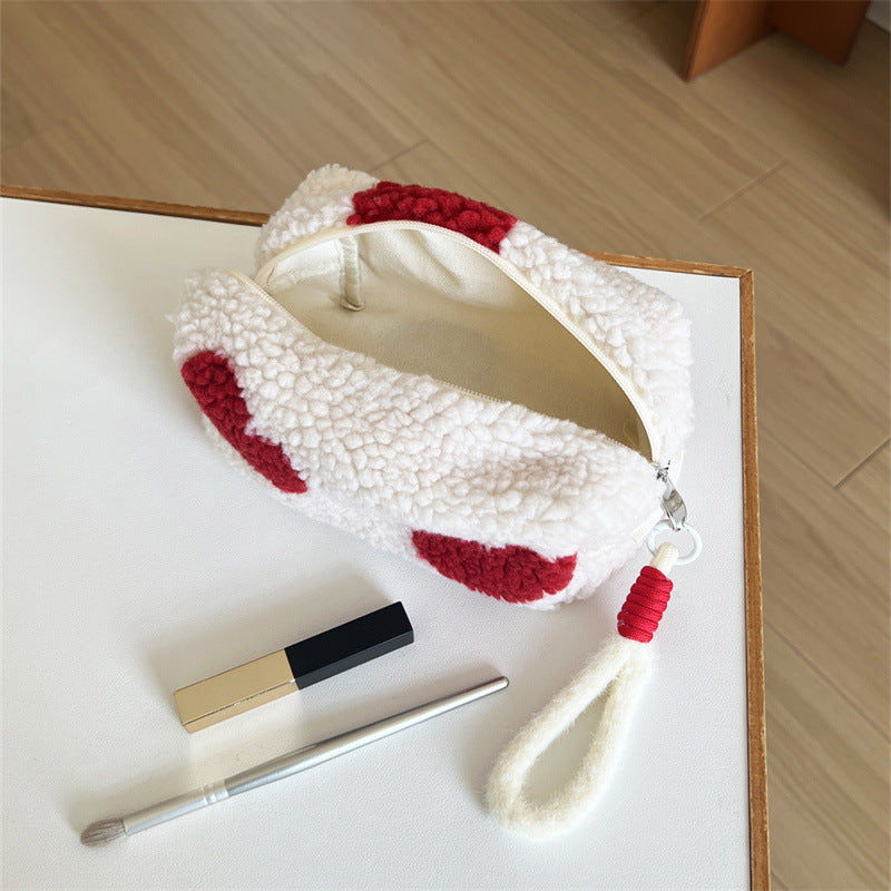 Heart Plush Pencil Large Capacity Good-looking Good Cosmetic Bags