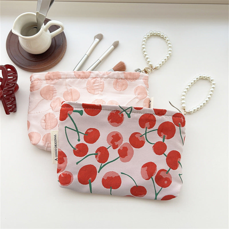 Hand Cherry Portable Long Pencil Brush Makeup Bag