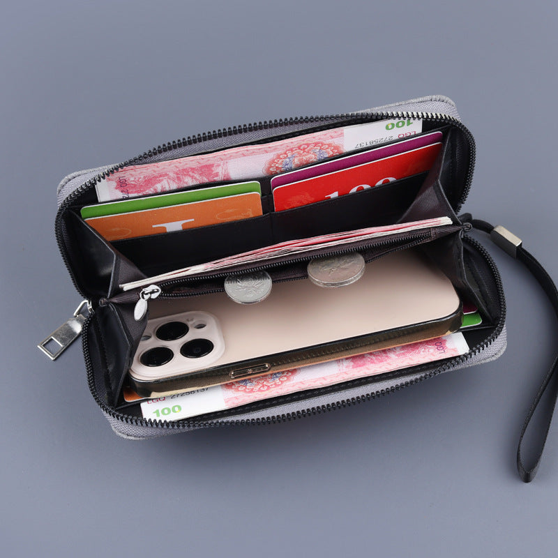 Men's Canvas Wrist Strap Clutch Zipper Cloth Men's Wallets