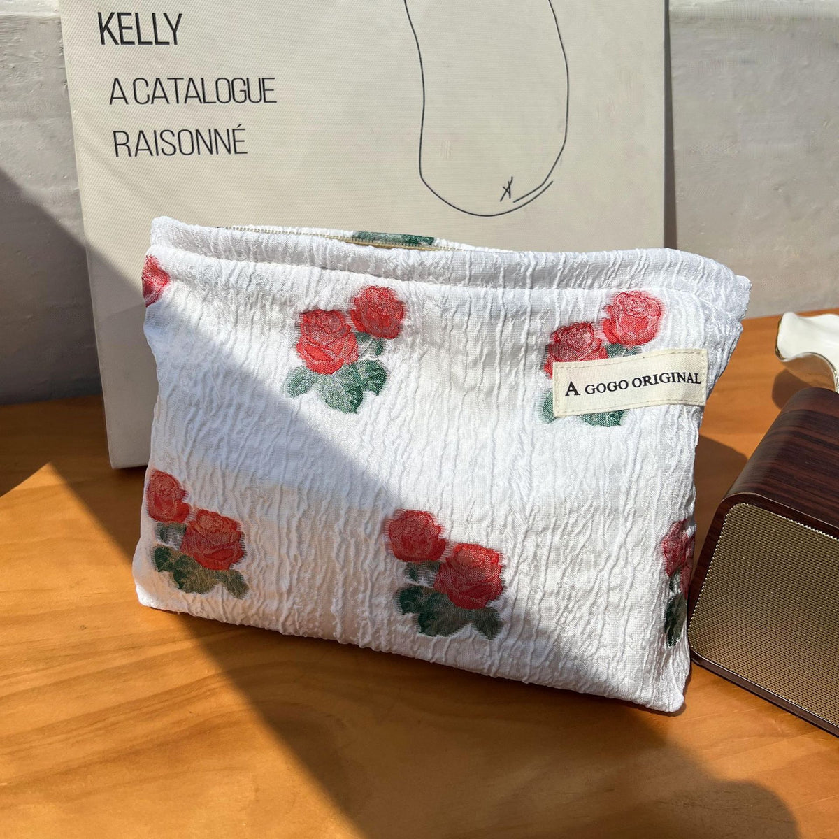 Niche Pleated Rose Storage Canvas Liner Business Cosmetic Bags