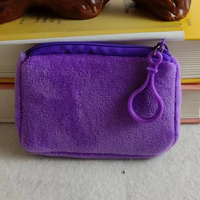 Glamorous Color Candy Plush Earphone Simple Coin Purses