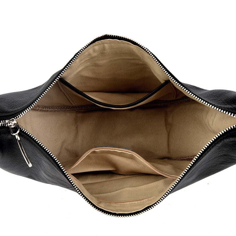 Women's Solid Color Soft Leather Dumpling Niche Large Capacity Women's Shoulder Bag