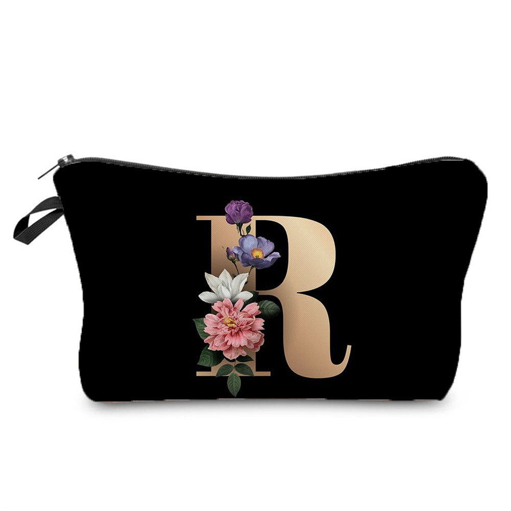 Gold Letter Printing Portable Toiletry Storage Cosmetic Bags