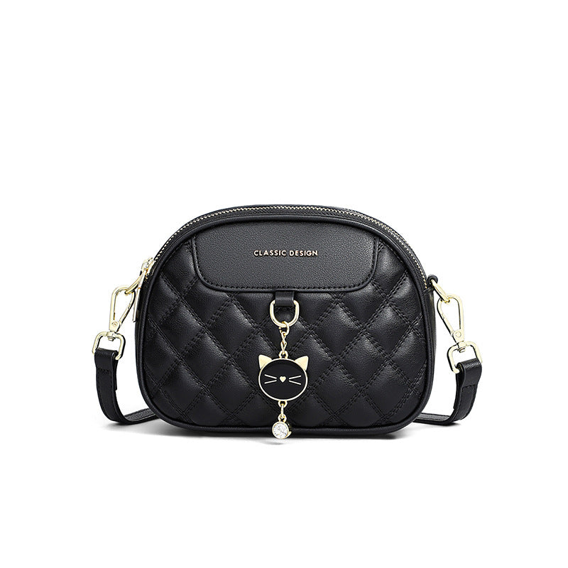 Women's Genuine Leather Classic Style Chain Diamond Women's Messenger Bag