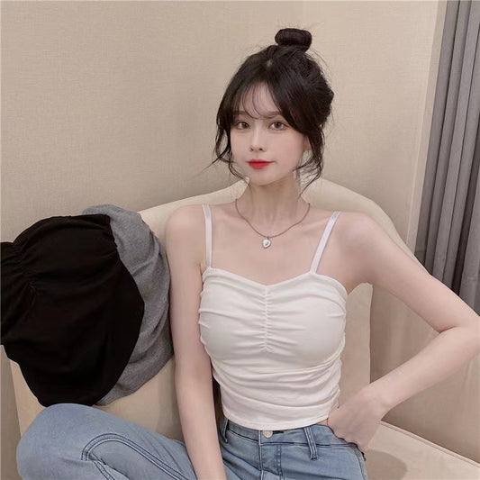 Women's Wear Outer Beauty Back Design Pleated With Tanks Camis