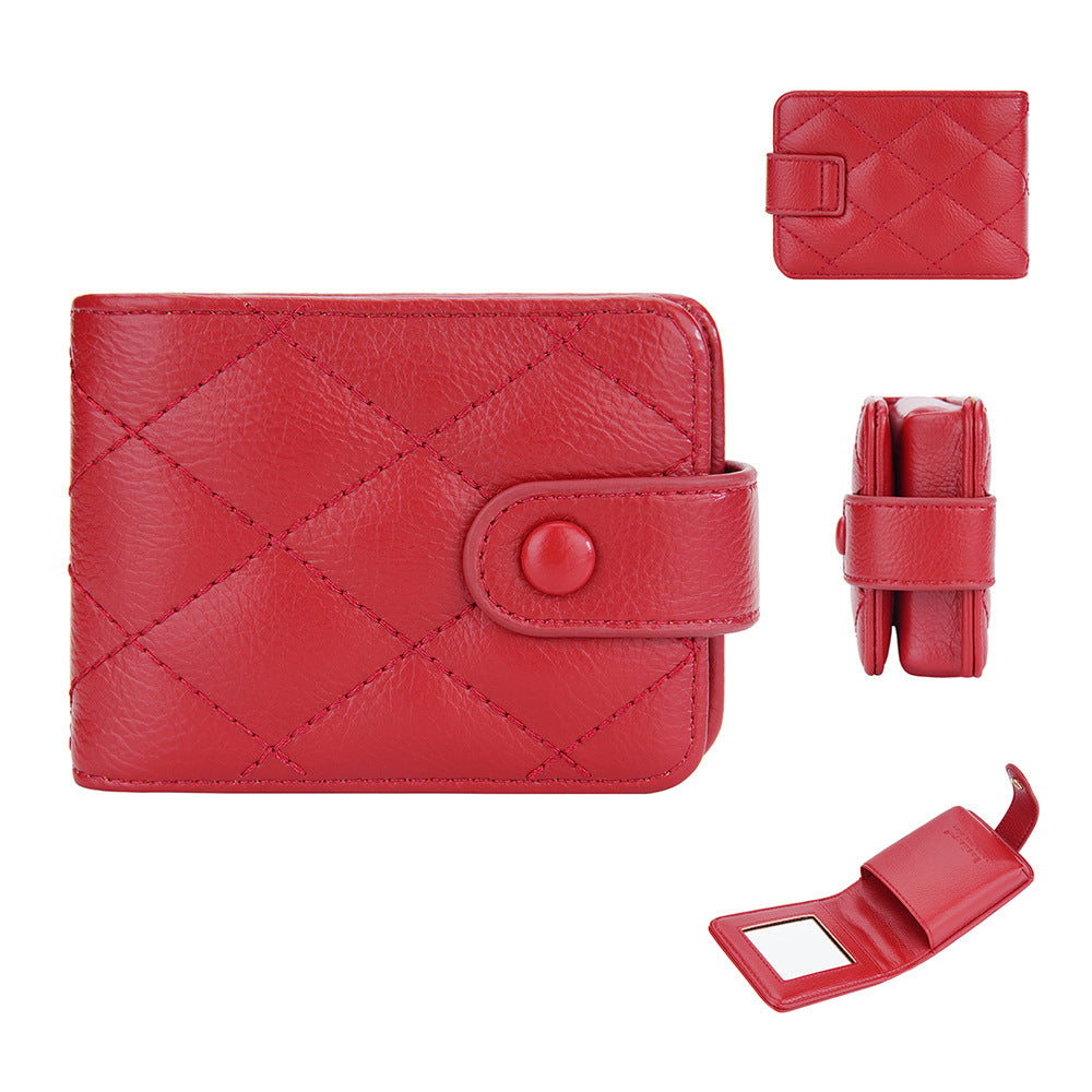 Women's Fashion Rhombus Quilted Compact With Lens Makeup Bag
