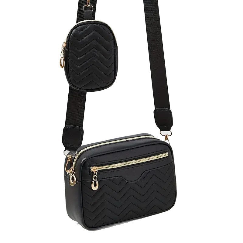 Women's Wave Embroidered Front Pull Cross Body Coin Purses