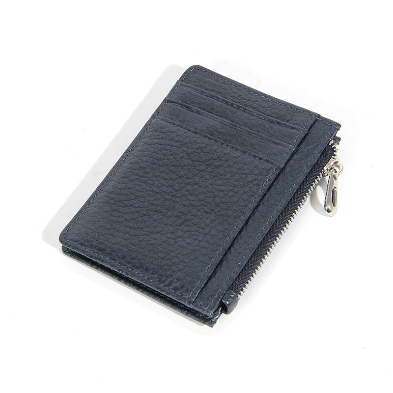 Women's & Men's & Leather Cowhide Solid-color Thin Section Card Holder