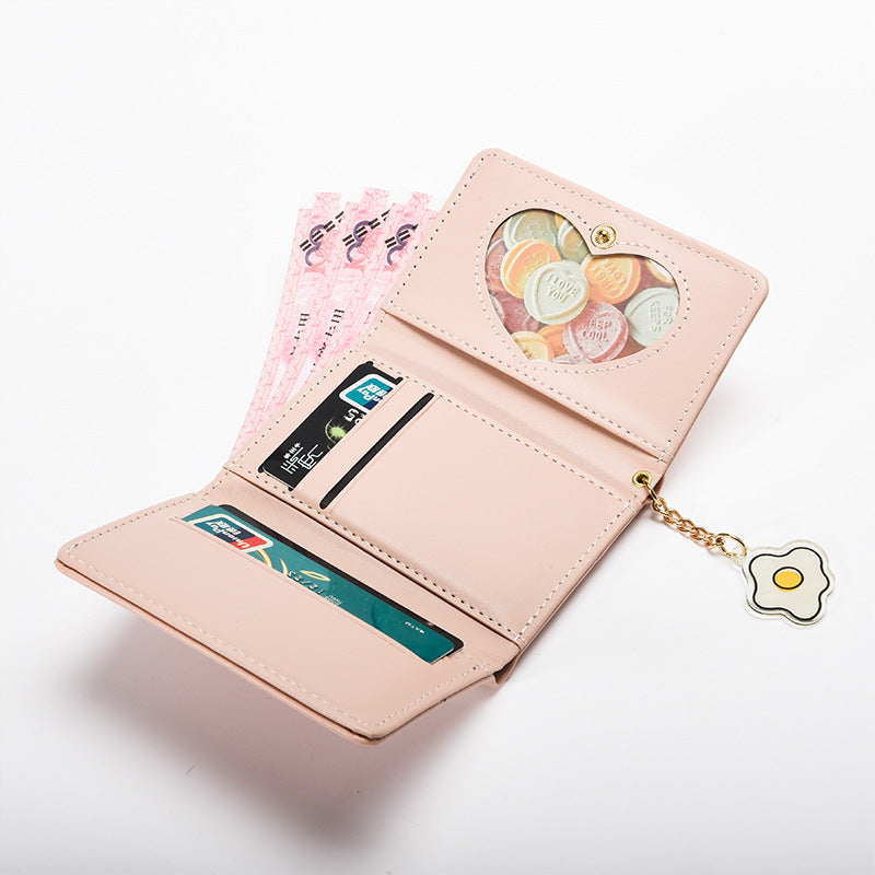 Women's Cartoon Floral Print Fresh Folding Three Ladies Wallets