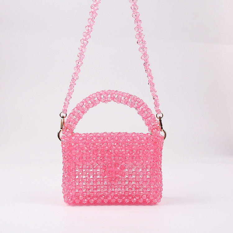 Women's Creative Acrylic Portable Beaded Fashion Weaving Handbags
