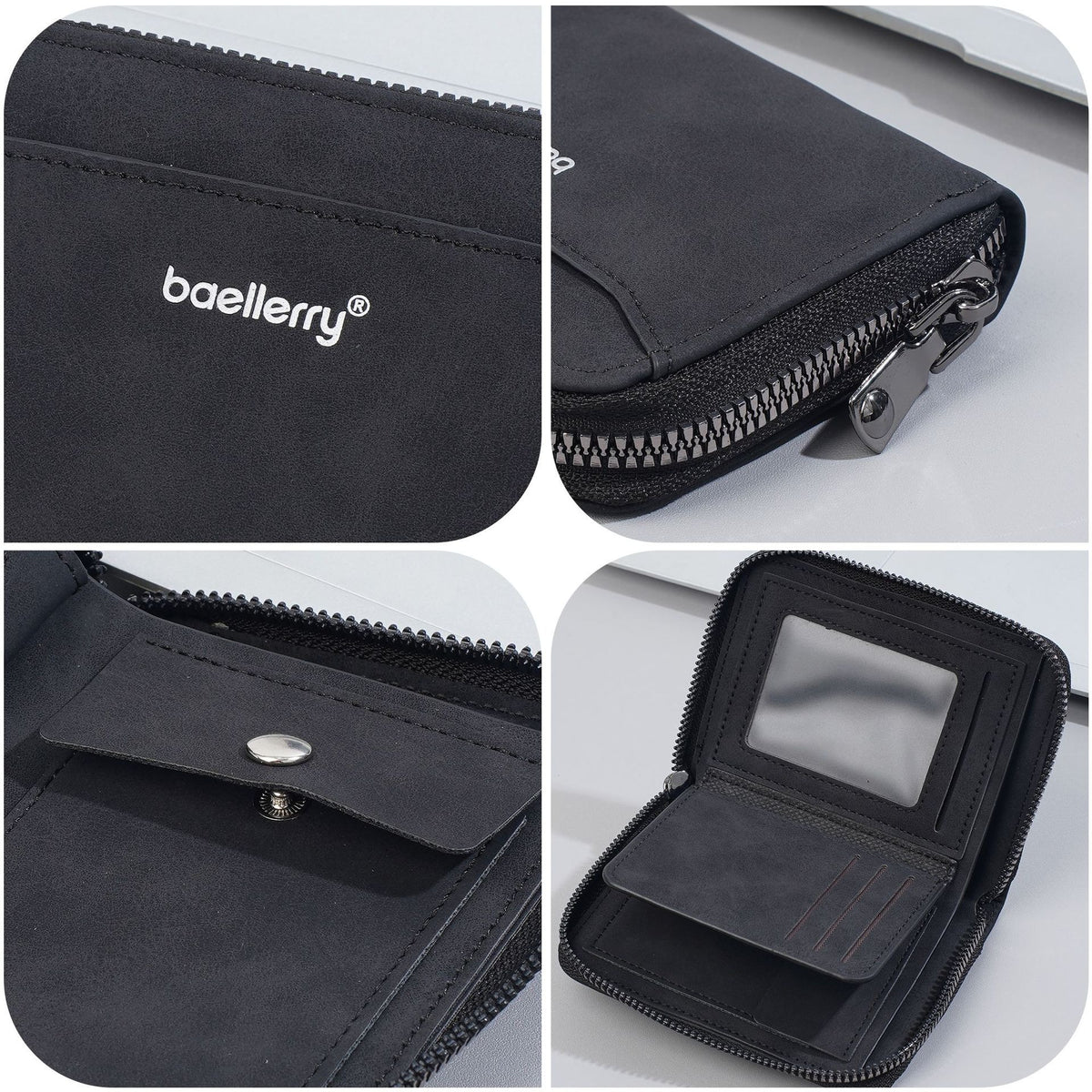 Men's Short High-grade Frosted Zipper Simple Leather Men's Wallet