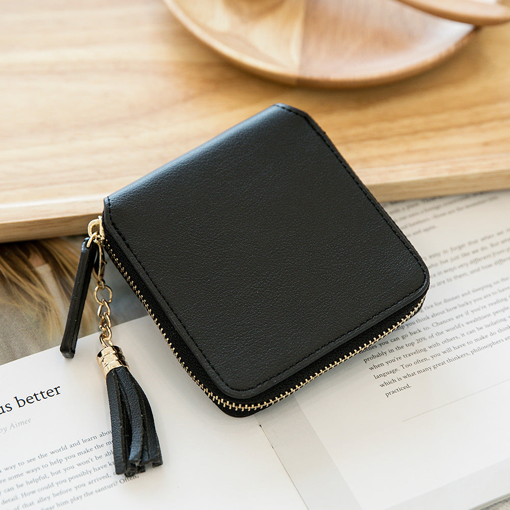 Women's Simple Zipper Korean Style Fashion Tassel Ladies Wallet