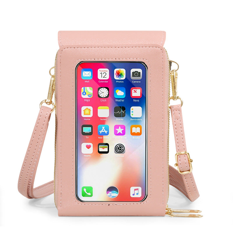 Women's Fashionable Leather Touch Screen Mobile Retro Solid Bags