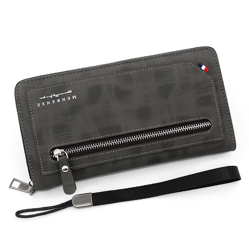 Men's Patchwork Zipper Fashion Leisure Clutch Large Men's Wallet