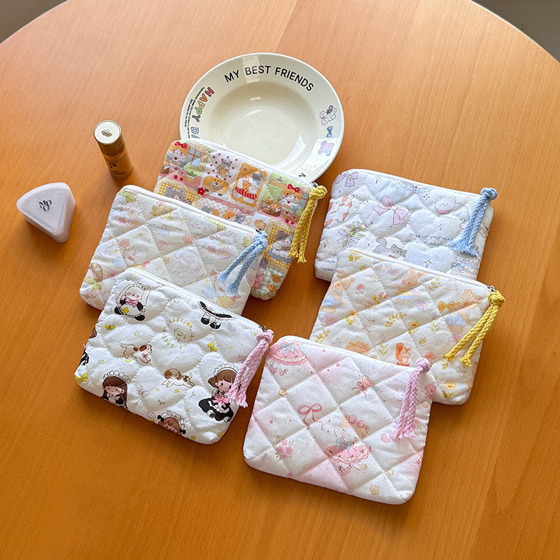 Women's Printed Quilted Weekend Artistic Sanitary Napkin Cotton Bags
