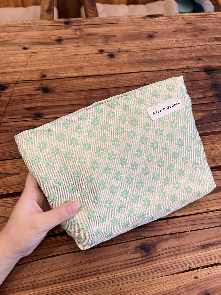 Green Window Flower Storage Canvas Toiletry Clutch Cosmetic Bags