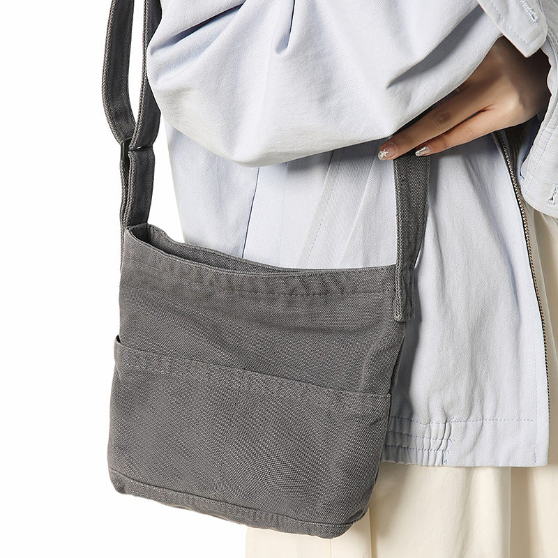 Women's Washed-out Canvas Simple Commute Mori Style Solid Tote Bags