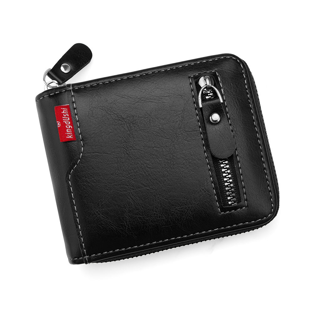 Men's Short Chain Multiple Slots Large Capacity Zipper Men's Wallet