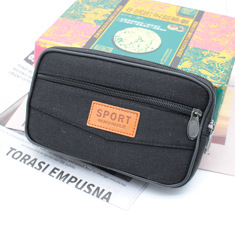 Men's Canvas Horizontal Vertical Zipper Construction Site Phone Bags