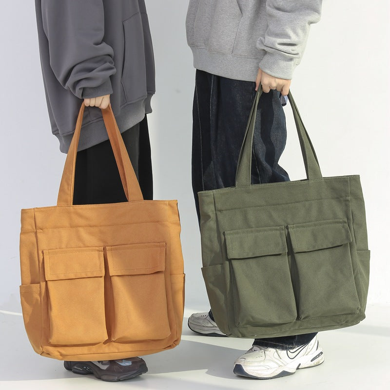 Women's & Men's Canvas Large Capacity Portable Korean Style Work Women's Shoulder Bag