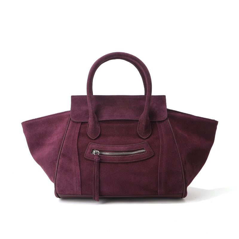 Women's Genuine Leather Smiling Face Frosted Cowhide Large Capacity Totes Commuter Women's Messenger Bag