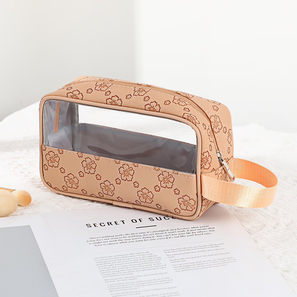 Women's Large Capacity Retro Embossing Storage Portable Outing Makeup Bag