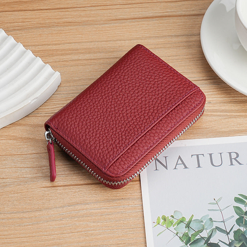 Women's & Men's & Multifunctional Leather Organ Clamp Cowhide Card Holder