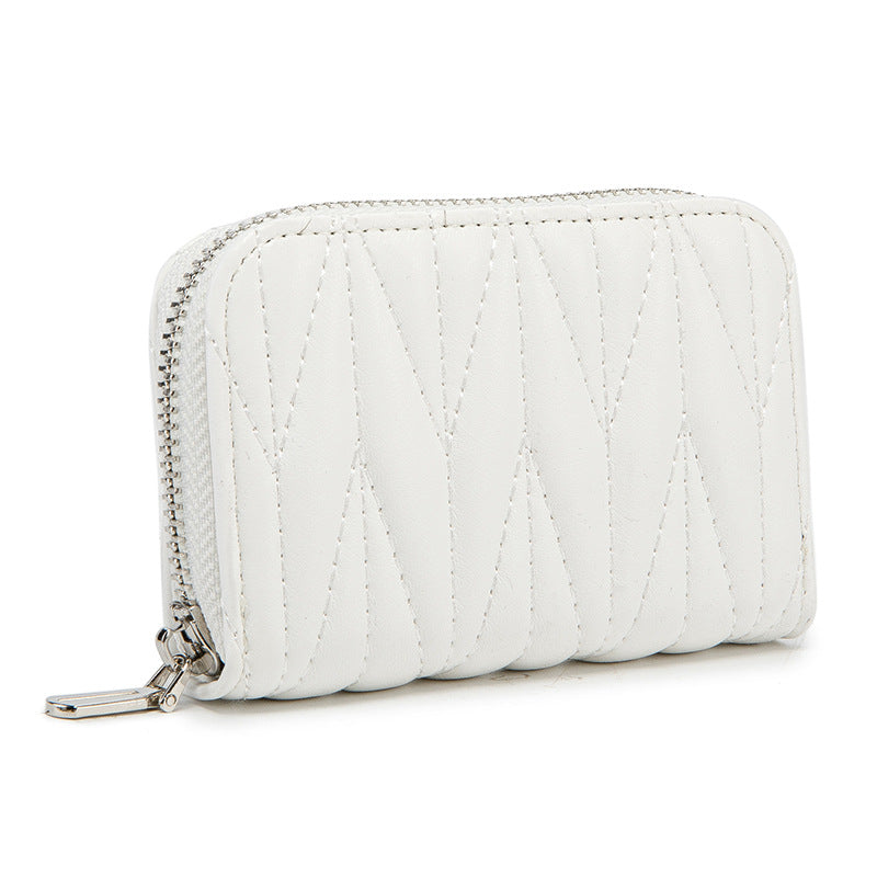 Glamorous Women's Passport Lambskin Zipper Mini Card Holder