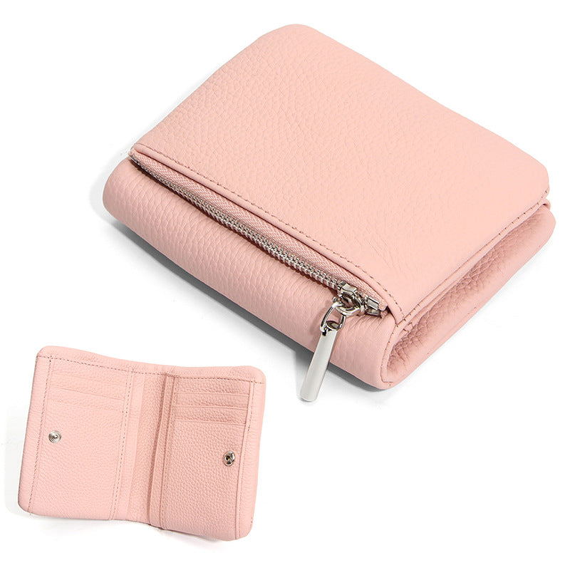 First Layer Cowhide Unisex Thin Section Zipper Convenient Ladies Wallet
