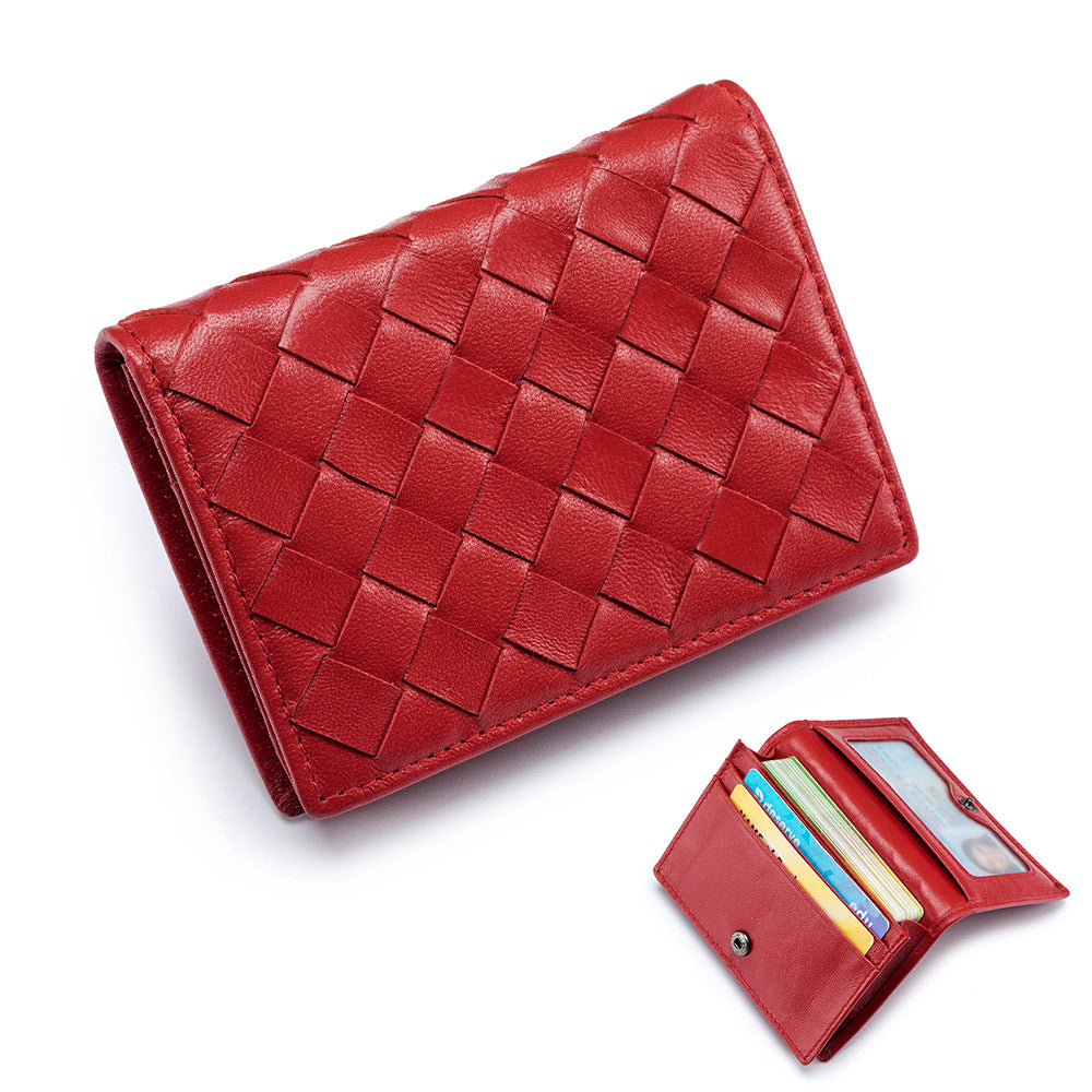 Men's Sheepskin Woven Document Classic Business Card Holder