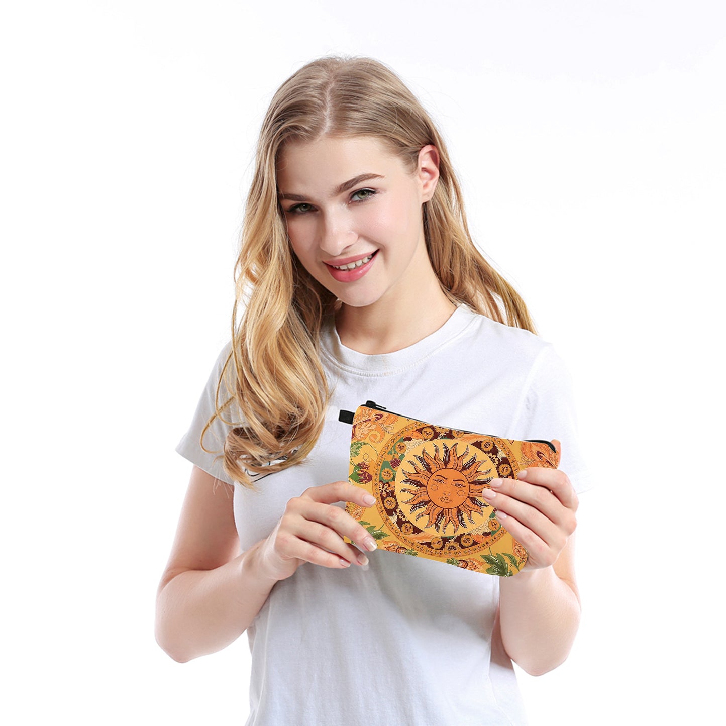 Women's Sunflower Pattern Clutch Multifunctional Toiletry Cosmetic Bags