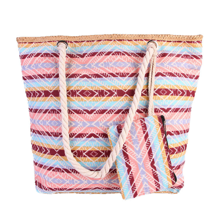 Women's Beach Colorful Large Capacity Canvas Portable Strap Women's Shoulder Bag