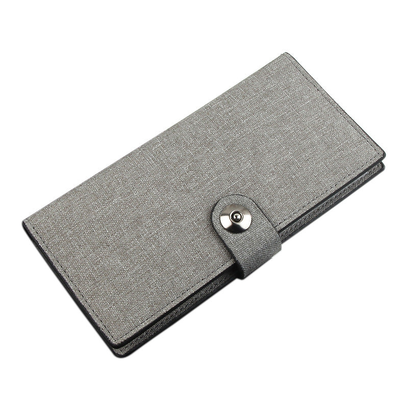 Men's Long Canvas Magnetic Snap 2 Fold Multi Slots Men's Wallets