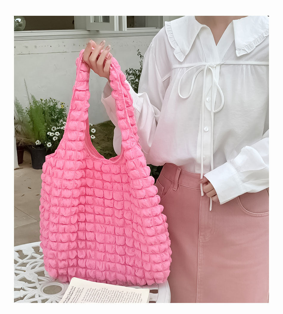 Women's Waffle Large Capacity Bubble High Sense Women's Shoulder Bag