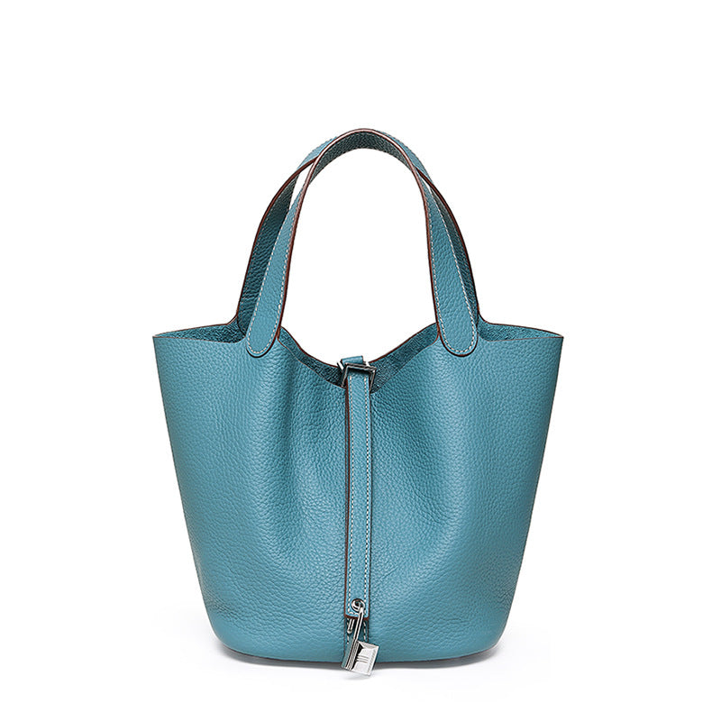 Women's Cowhide Niche Basket Leather Large Capacity Handbags