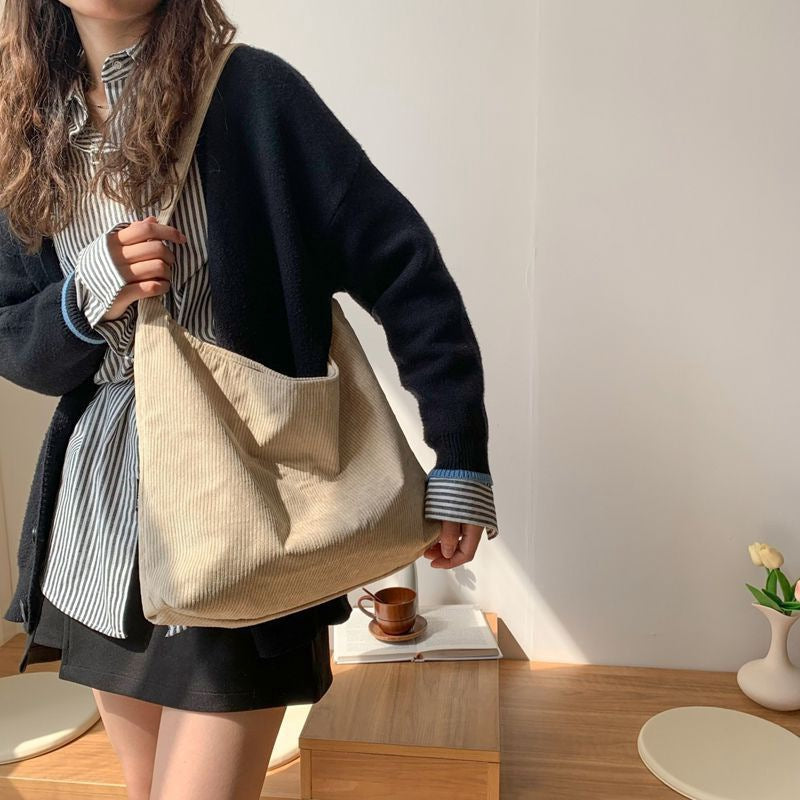 Canvas Female One Woven Large Capacity Shoulder Bags