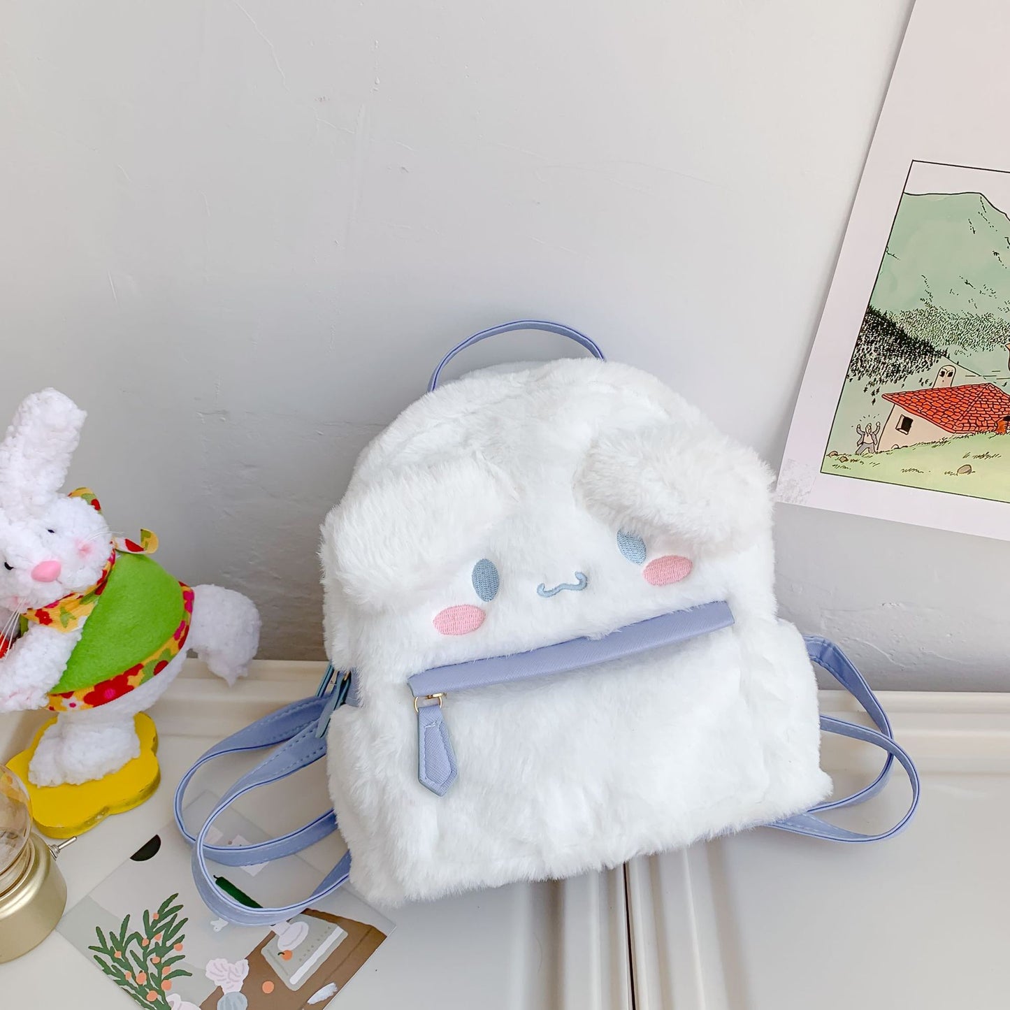 Cute Rabbit Ugly Dog Furry Heart Backpacks
