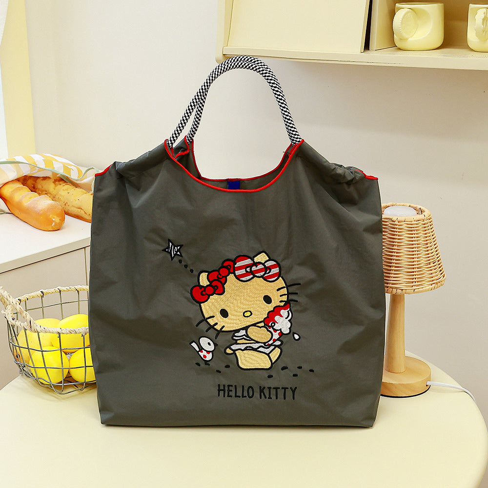 Women's Summer Needle Embroidery Nylon Large Capacity Shoulder Bags
