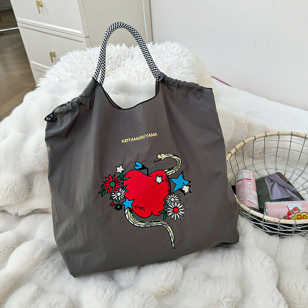 Spring Style Nylon Embroidered Fashion Niche Large Capacity One Women's Shoulder Bag
