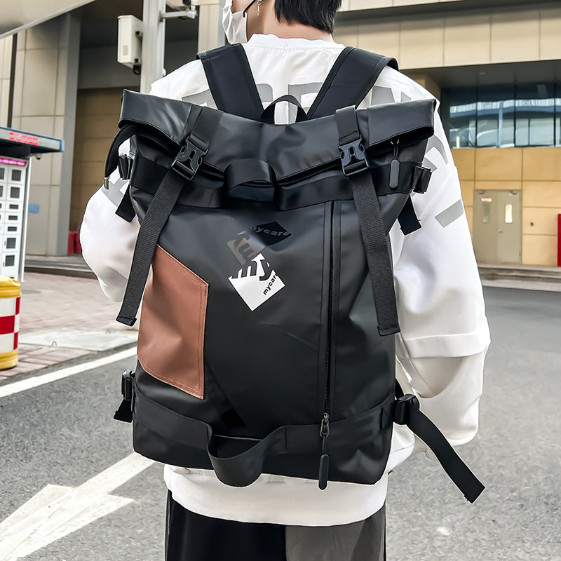 Men's Trendy Curved Edge Fashion Personalized Large Backpacks