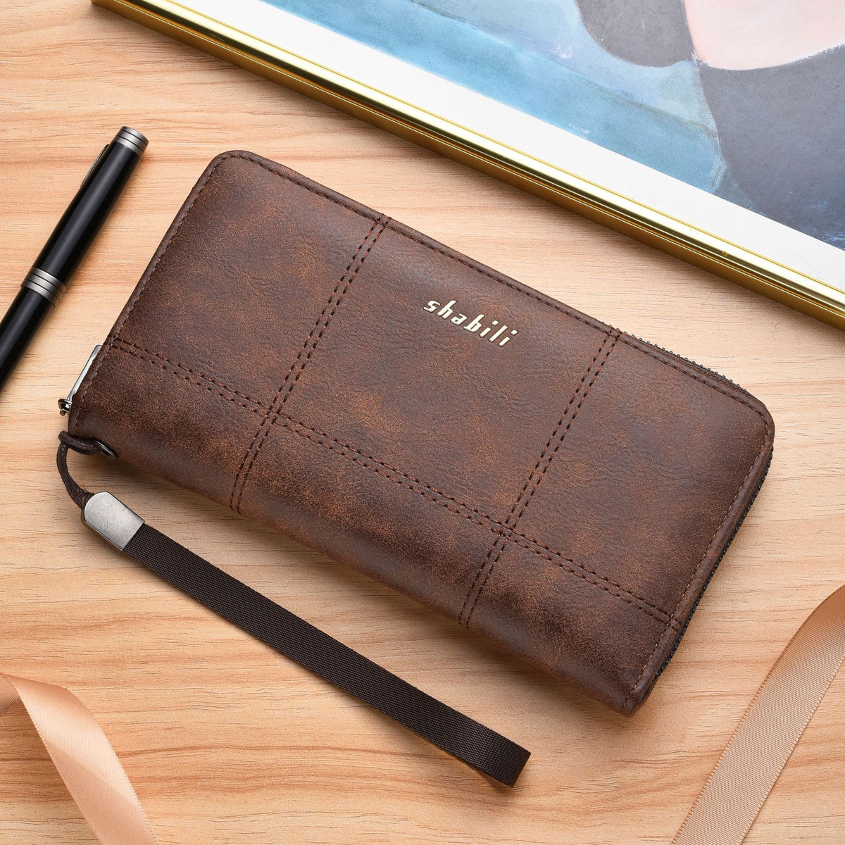 Men's Long Multiple Slots Large Capacity Zipper Men's Wallet