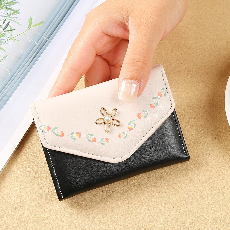 Women's Korean Style Stitching Fashion Simple Short Coin Purses