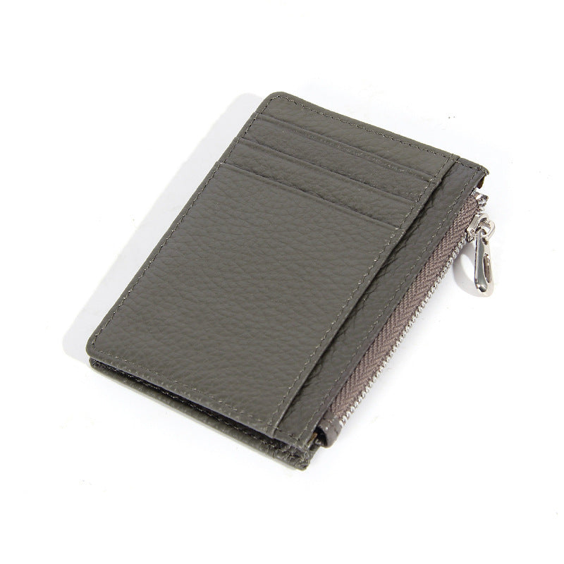 Women's & Men's & Leather Cowhide Solid-color Thin Section Card Holder
