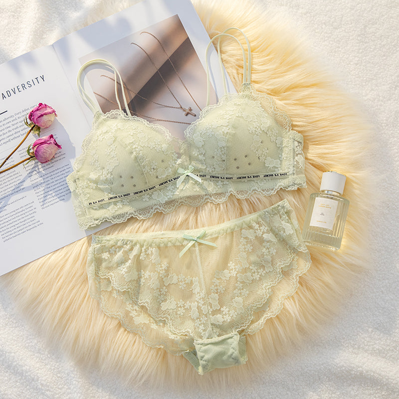 Women's Small Chest Push Up Mesh Cup Lingerie Sets