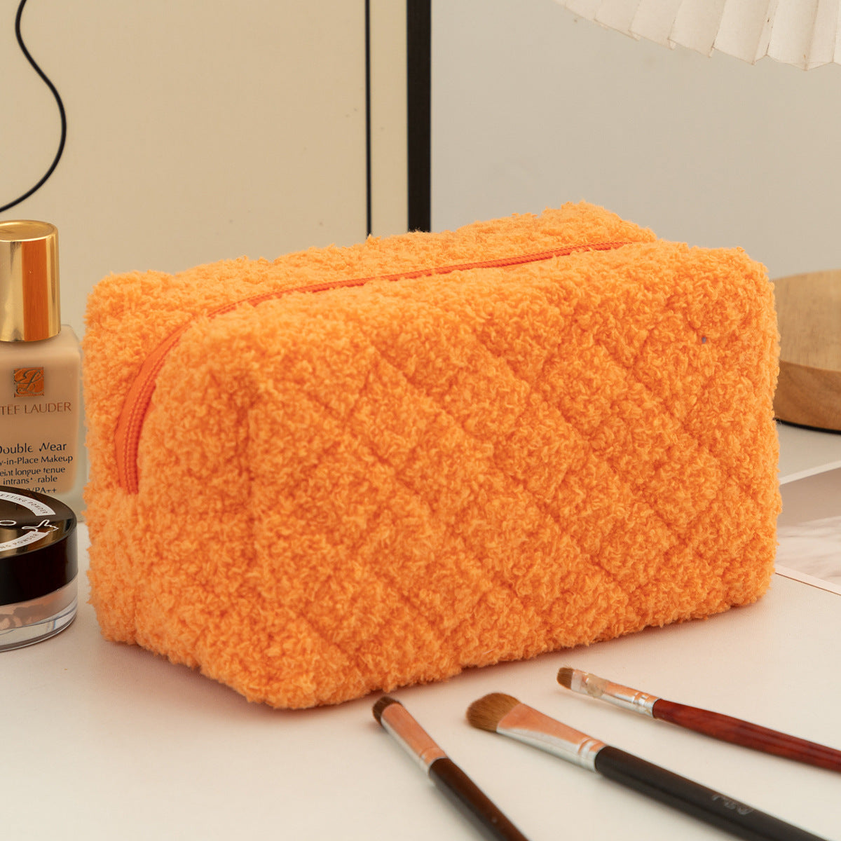Women's Plush Portable Storage Simple Wash Hand Makeup Bag
