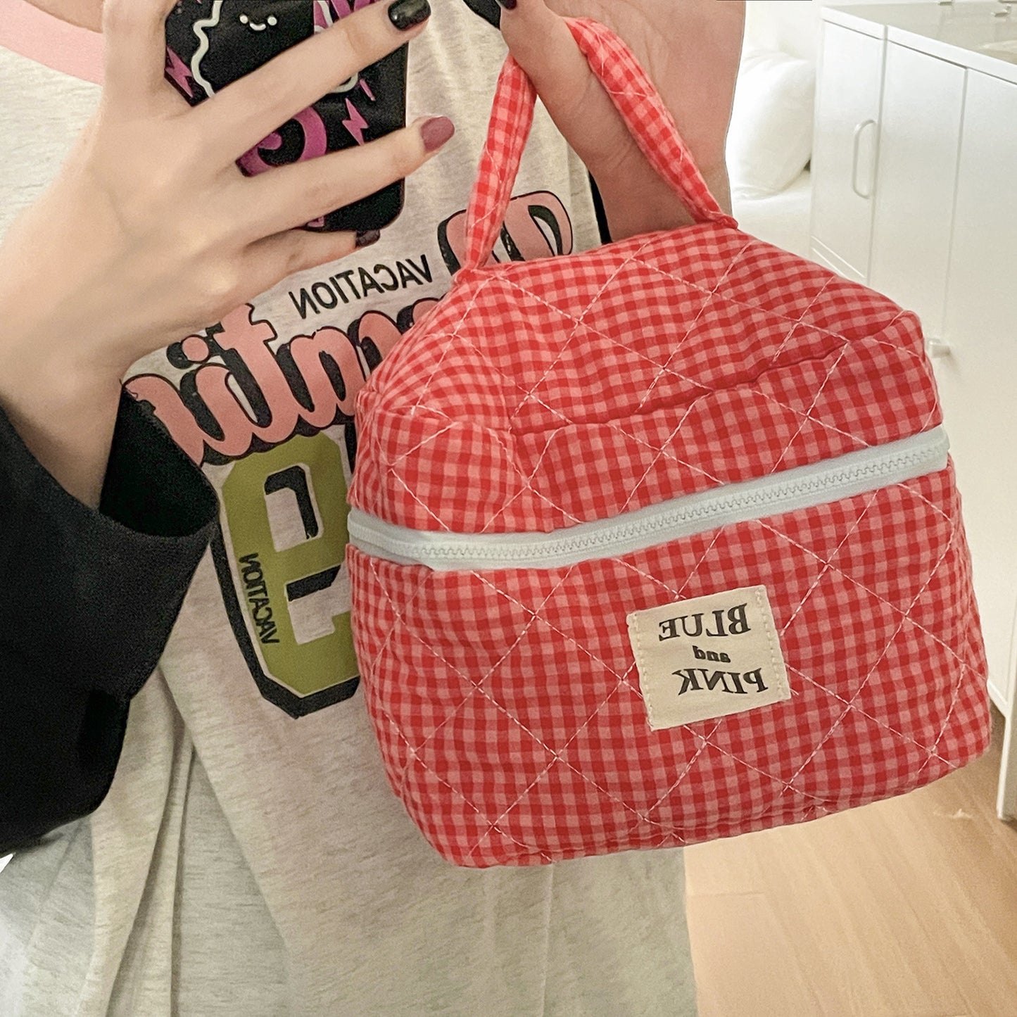 Plaid Simple Large Capacity Good-looking Cosmetics Bags